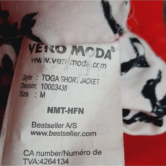 VERO MODA Toga Canvas Moto Bomber Textile Jacket Red Sz M - Picture 15 of 16